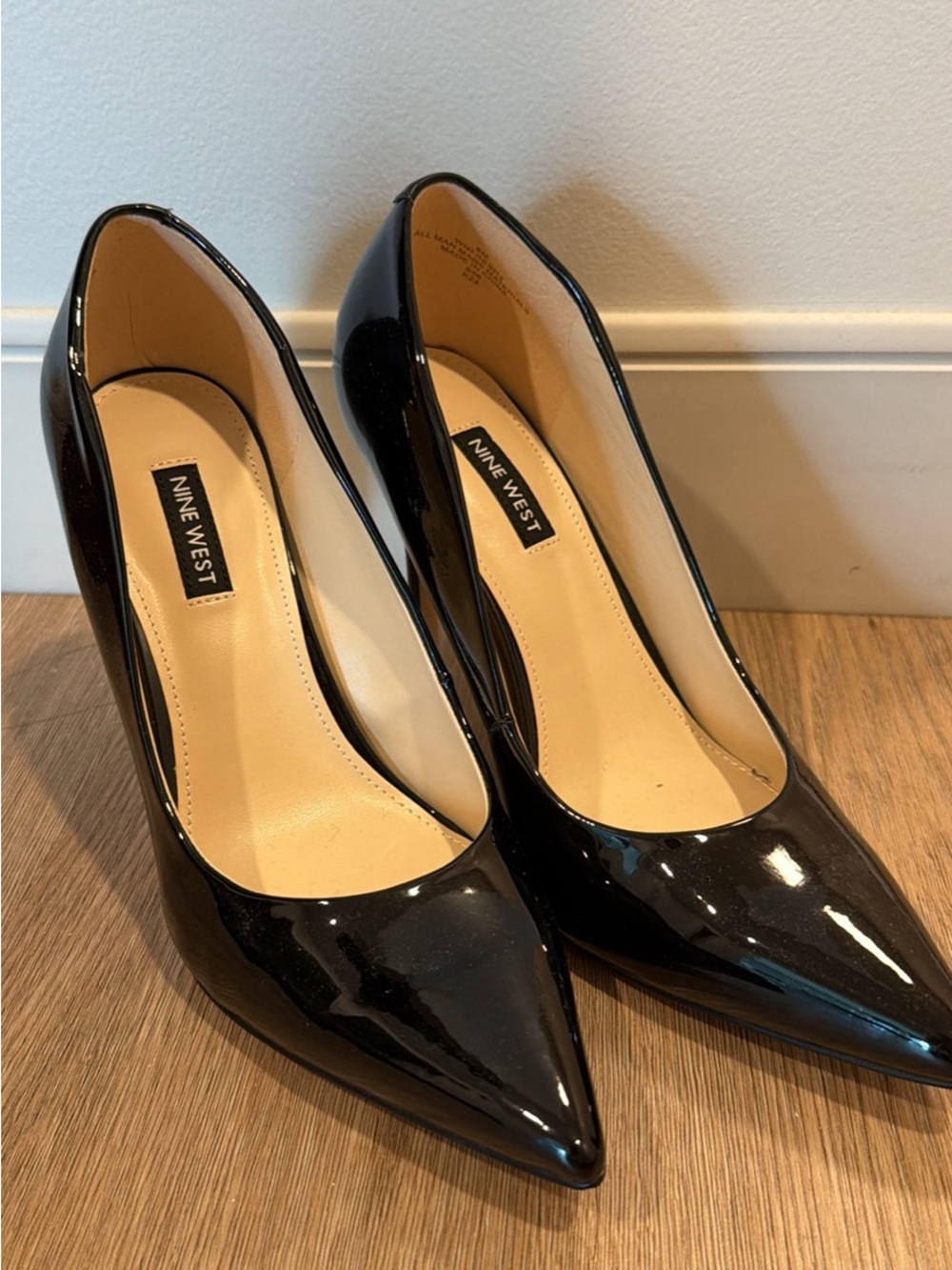 Nine West Black Patent Pointed-Toe Pumps